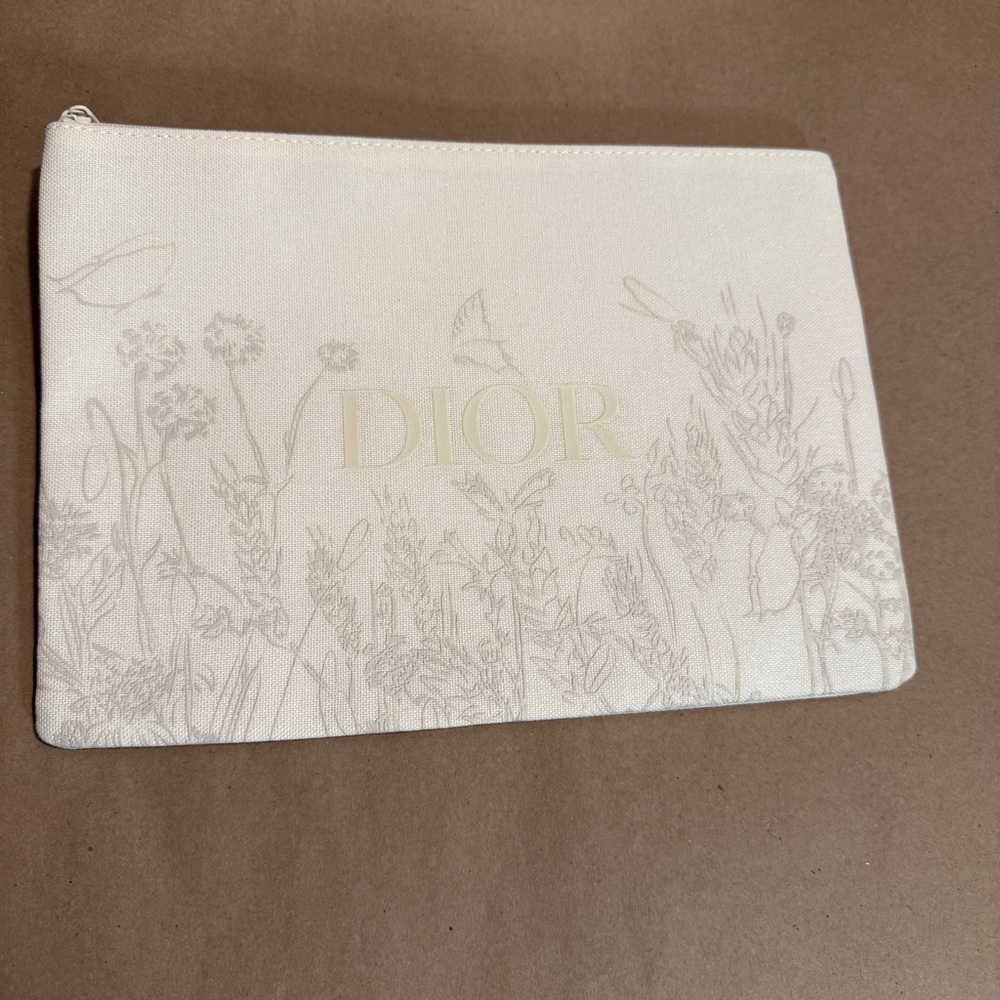 NWT - Dior Cream Floral Pouch